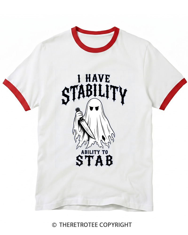 TheRetroTee I Have Stability 1990s Ringer T-shirt