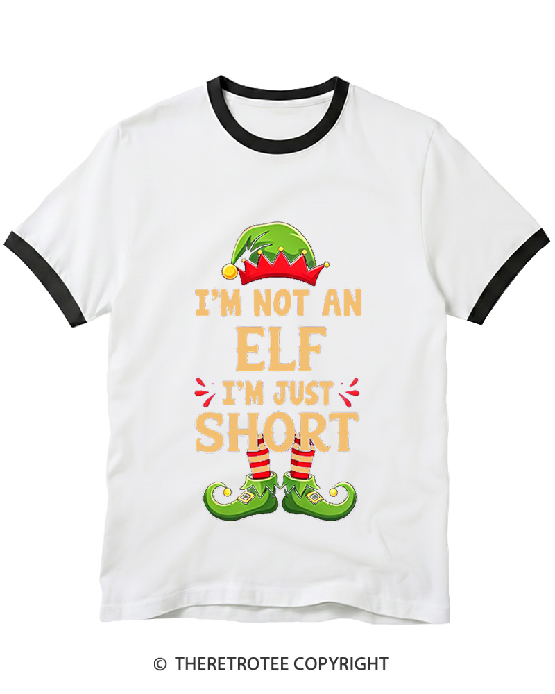 TheRetroTee I’m Just Short Christmas Ringer T-shirt