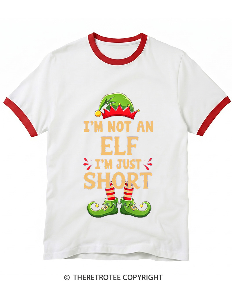 TheRetroTee I’m Just Short Christmas Ringer T-shirt