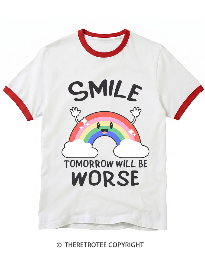 TheRetroTee Smile Tomorrow Will Be Worse 1990s Ringer T-shirt