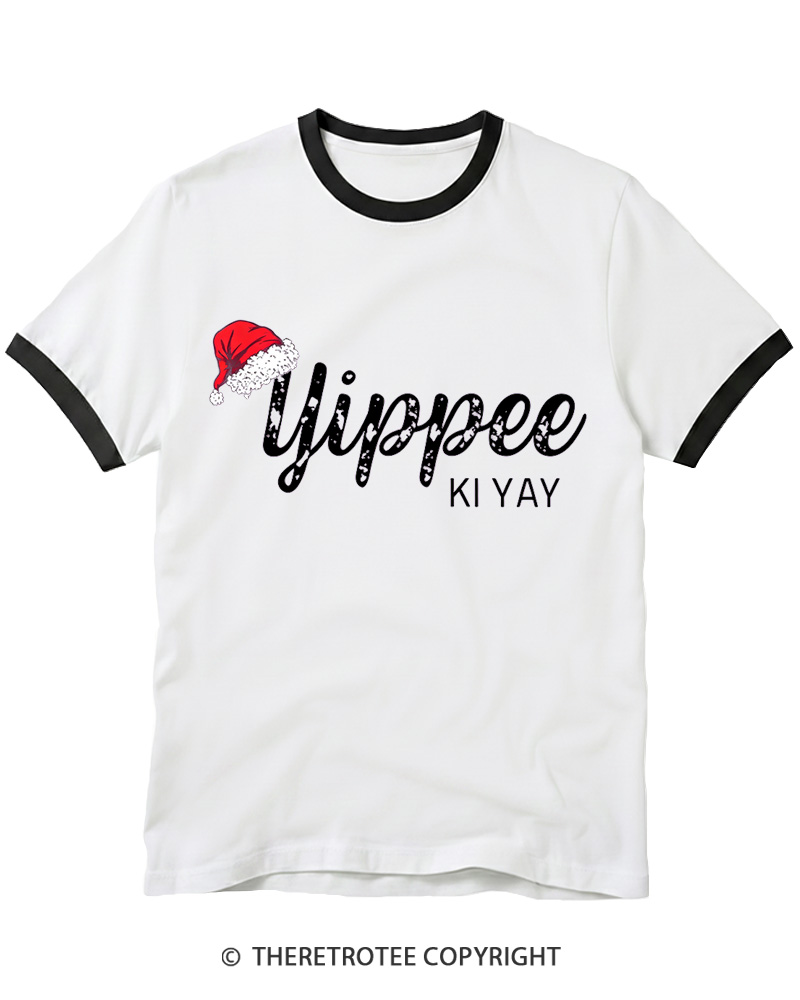 TheRetroTee Yippee Ki Yay 1980s Christmas Ringer T-shirt
