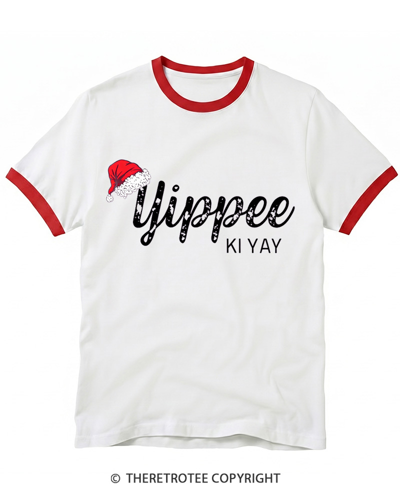 TheRetroTee Yippee Ki Yay 1980s Christmas Ringer T-shirt