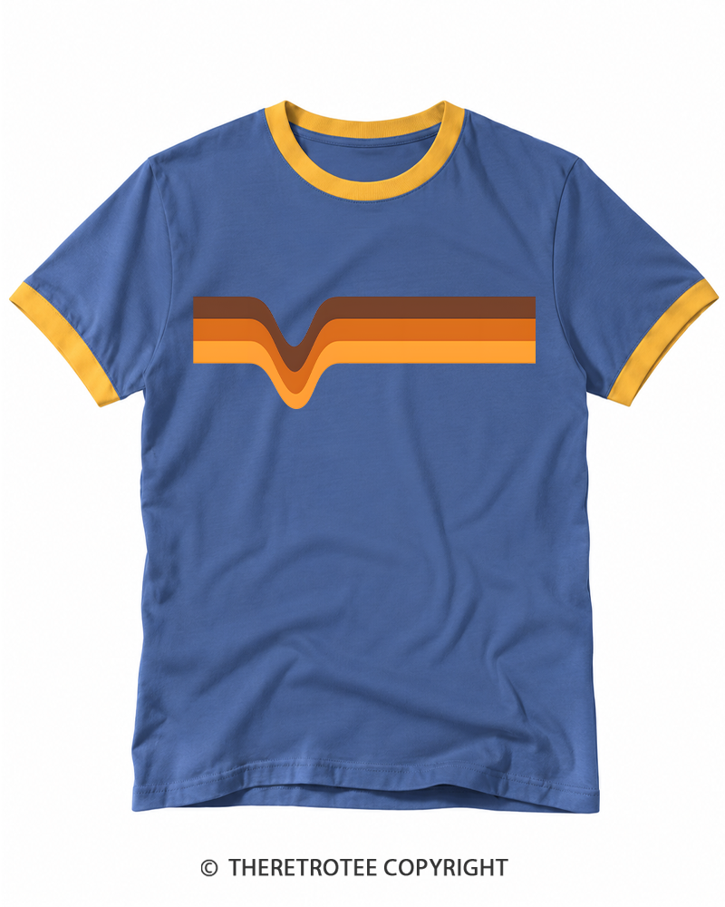 TheRetroTee 1970s Stripe Brown Orange Yellow Ringer T-shirt
