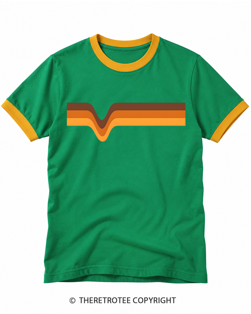 TheRetroTee 1970s Stripe Brown Orange Yellow Ringer T-shirt