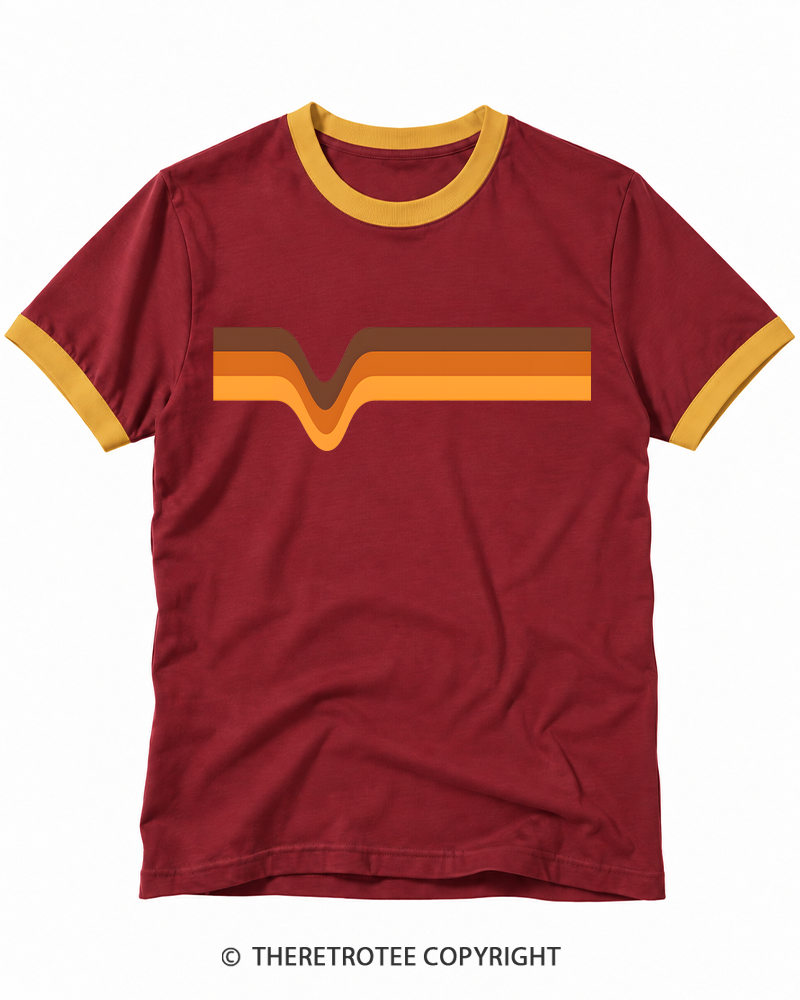 TheRetroTee 1970s Stripe Brown Orange Yellow Ringer T-shirt
