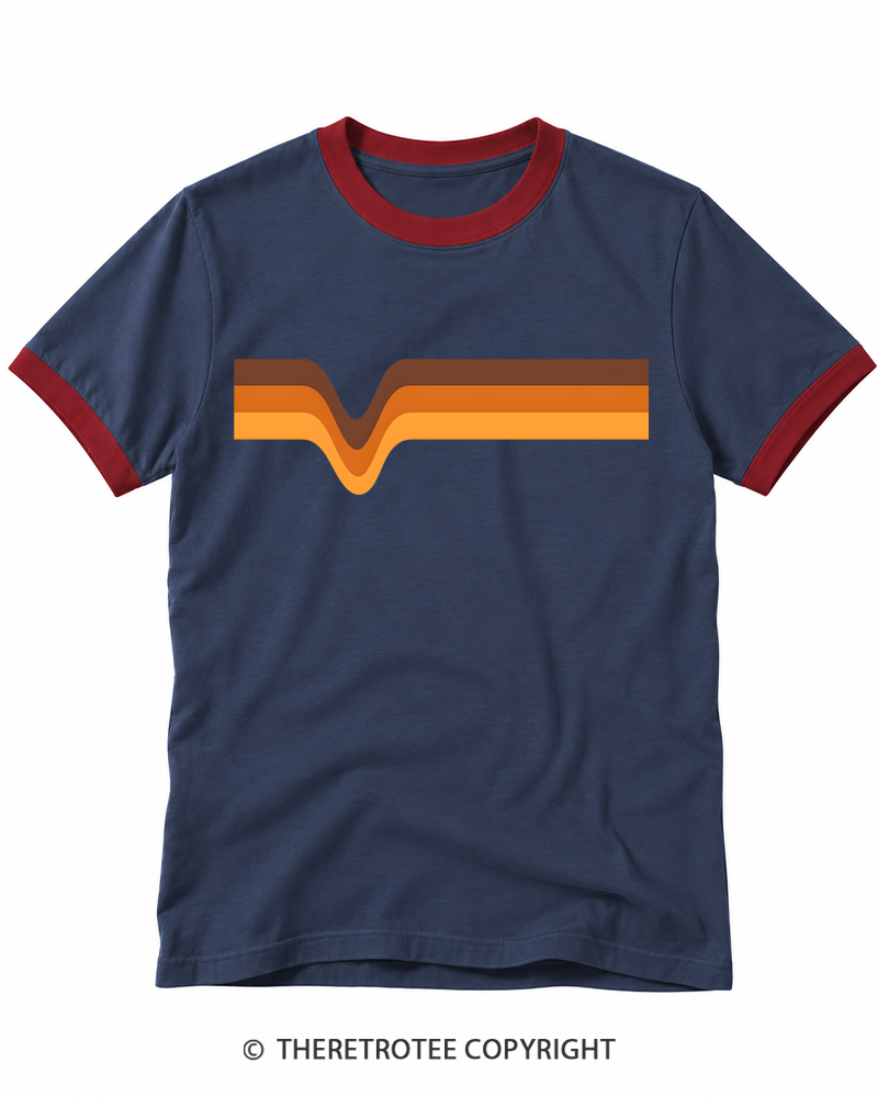TheRetroTee 1970s Stripe Brown Orange Yellow Ringer T-shirt