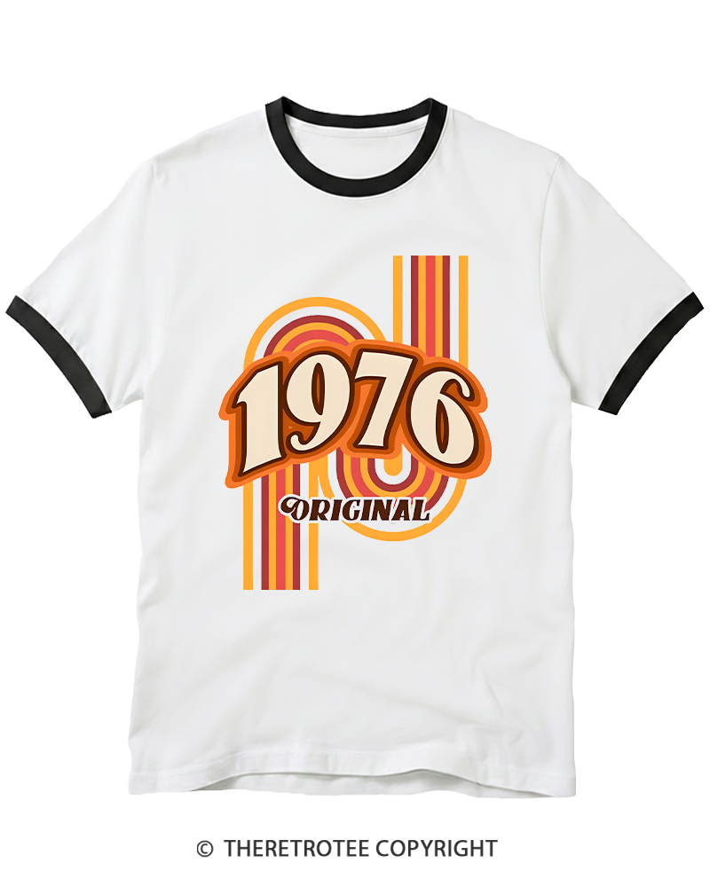 TheRetroTee 1976 Original Classic Nostalgia Graphic Ringer T-shirt