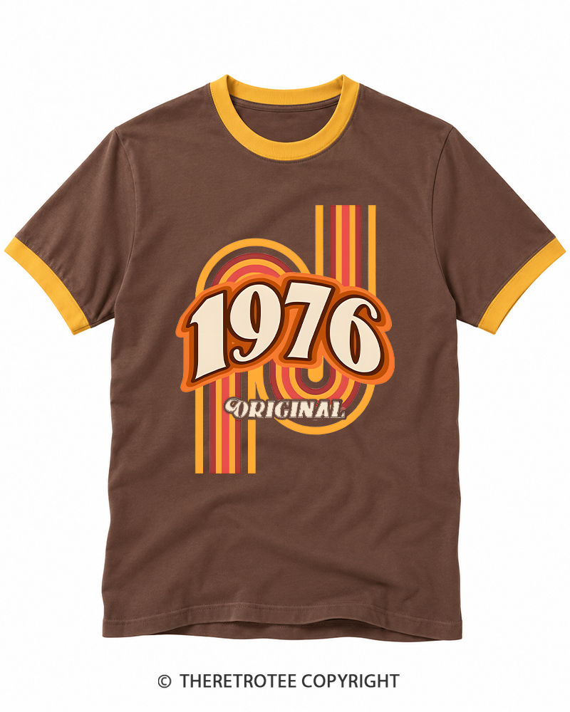 TheRetroTee 1976 Original Classic Nostalgia Graphic Ringer T-shirt