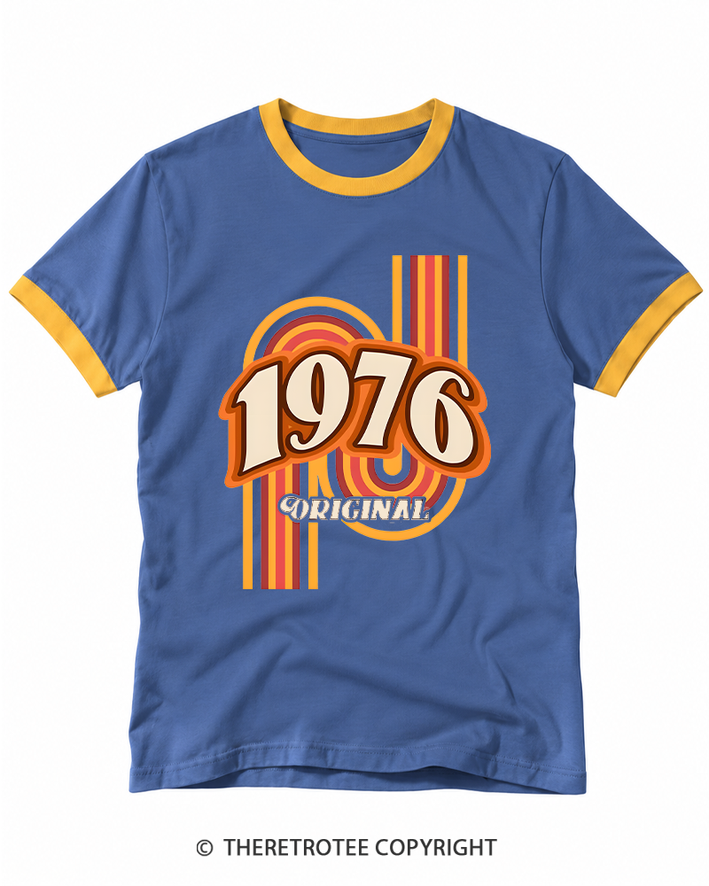 TheRetroTee 1976 Original Classic Nostalgia Graphic Ringer T-shirt
