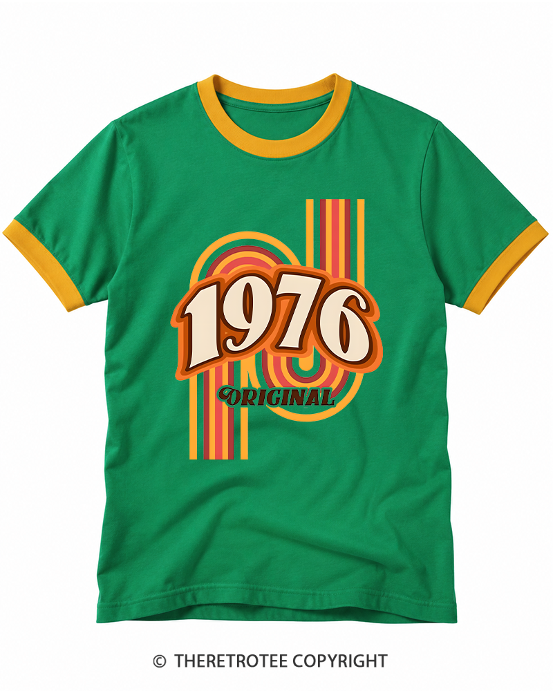 TheRetroTee 1976 Original Classic Nostalgia Graphic Ringer T-shirt