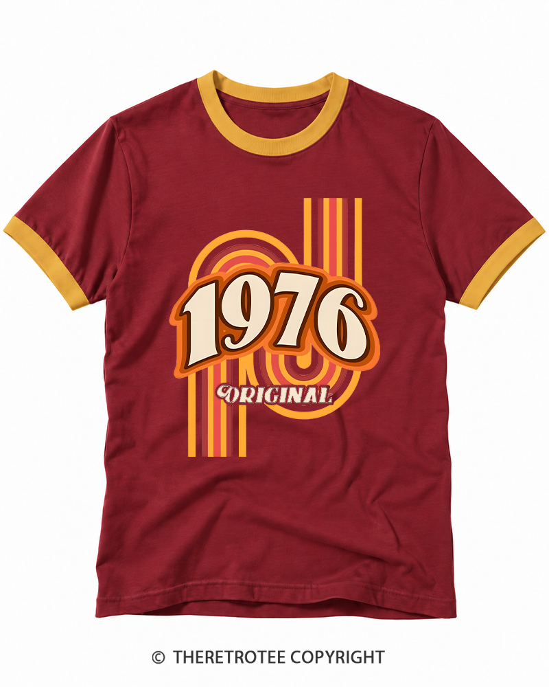 TheRetroTee 1976 Original Classic Nostalgia Graphic Ringer T-shirt