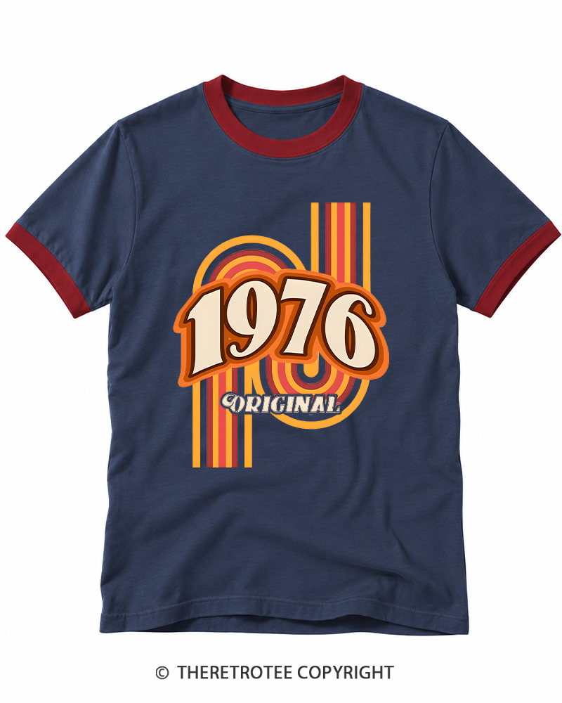 TheRetroTee 1976 Original Classic Nostalgia Graphic Ringer T-shirt