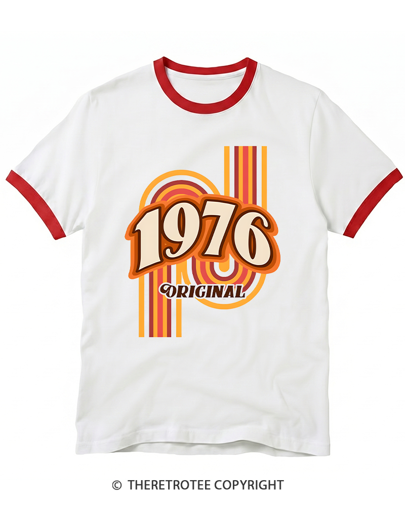TheRetroTee 1976 Original Classic Nostalgia Graphic Ringer T-shirt