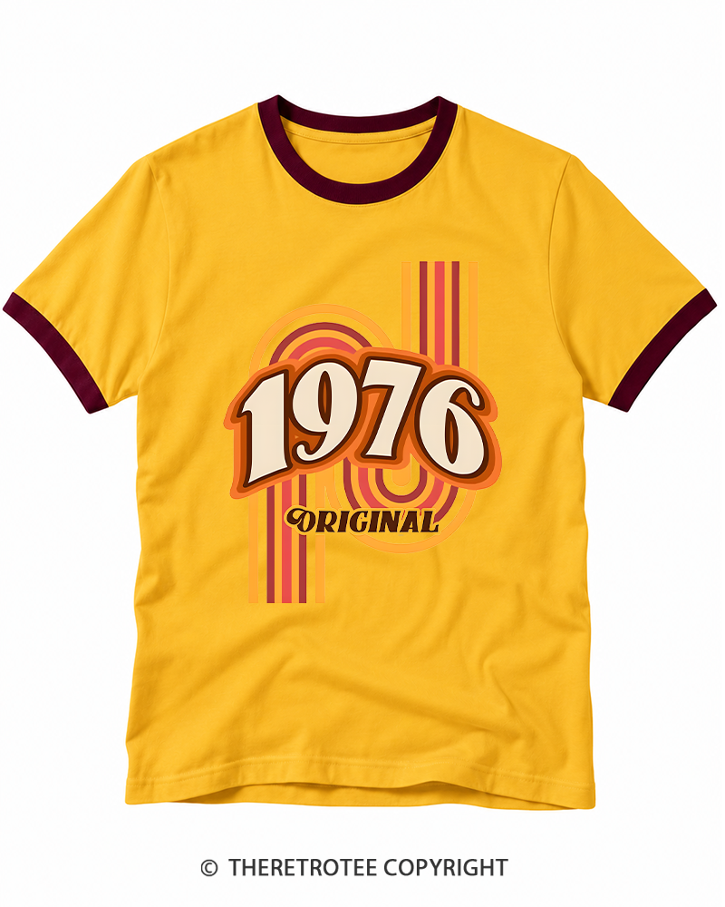 TheRetroTee 1976 Original Classic Nostalgia Graphic Ringer T-shirt
