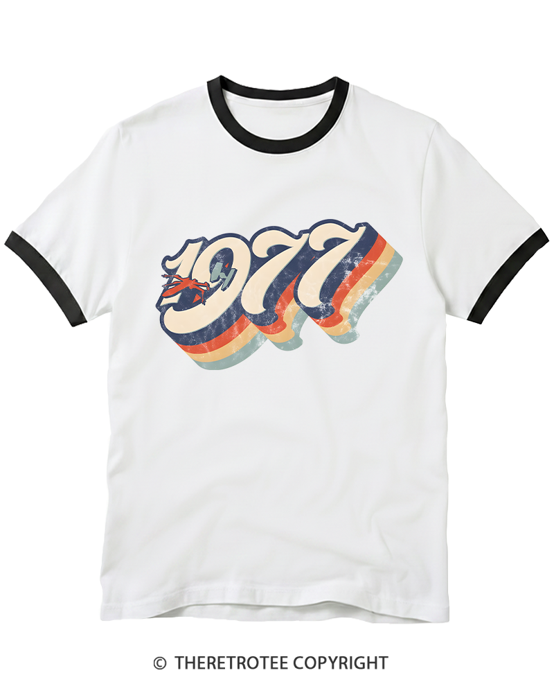 TheRetroTee 1977 Retro Dog Fight Ringer T-shirt