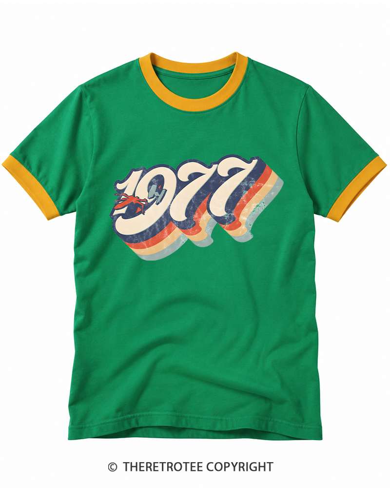 TheRetroTee 1977 Retro Dog Fight Ringer T-shirt