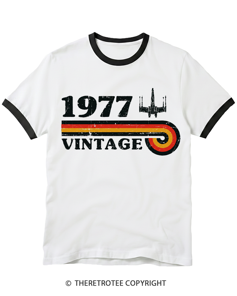 TheRetroTee 1977 Vintage Wing Ringer T-shirt