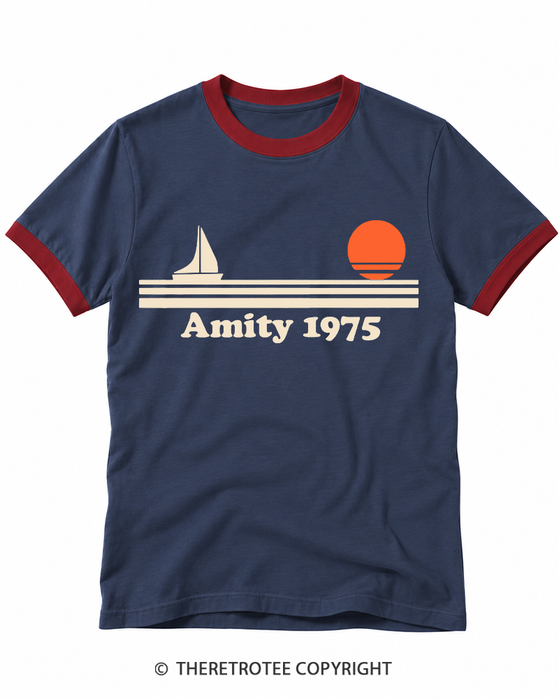 TheRetroTee Classic Stripes 1975 Ringer T-shirt