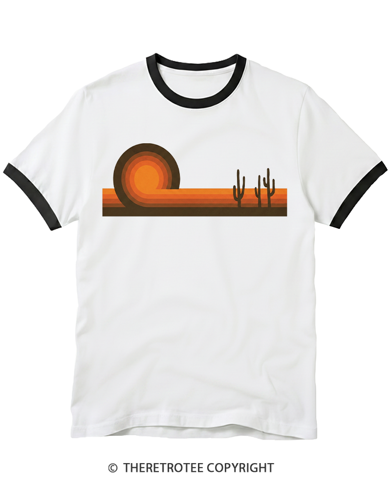 TheRetroTee Desert Horizons 1970s Ringer T-shirt
