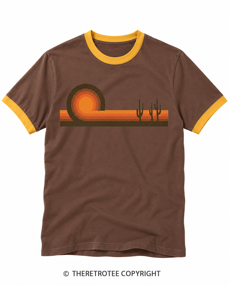 TheRetroTee Desert Horizons 1970s Ringer T-shirt