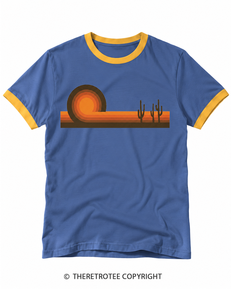 TheRetroTee Desert Horizons 1970s Ringer T-shirt