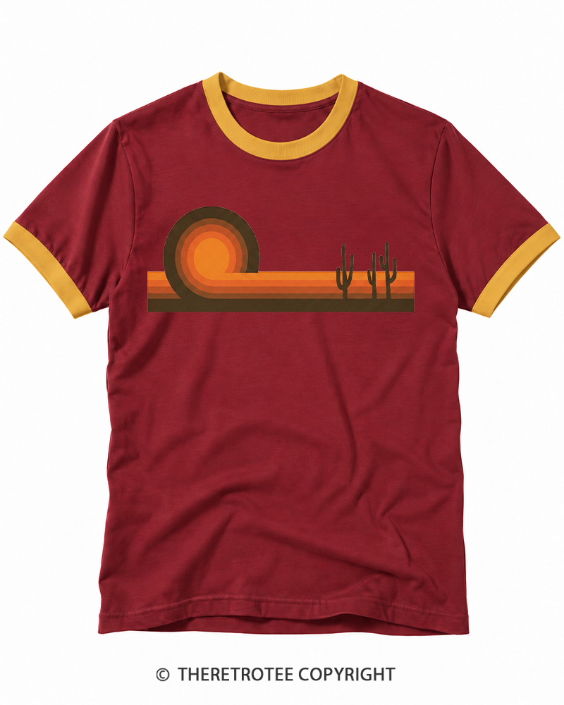 TheRetroTee Desert Horizons 1970s Ringer T-shirt