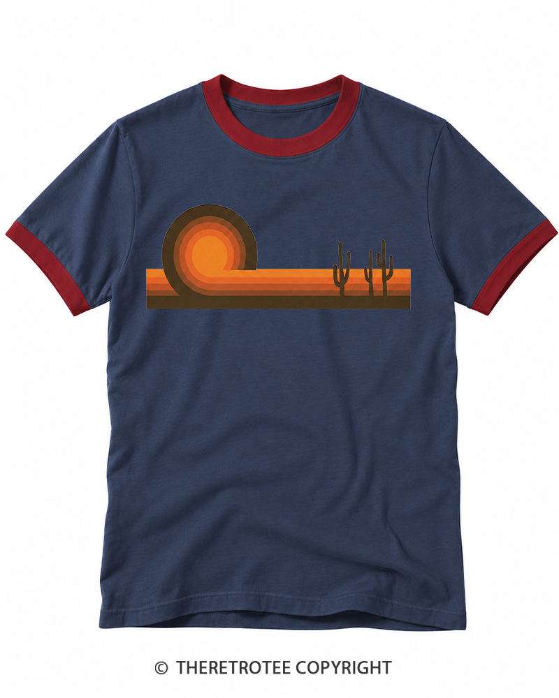 TheRetroTee Desert Horizons 1970s Ringer T-shirt