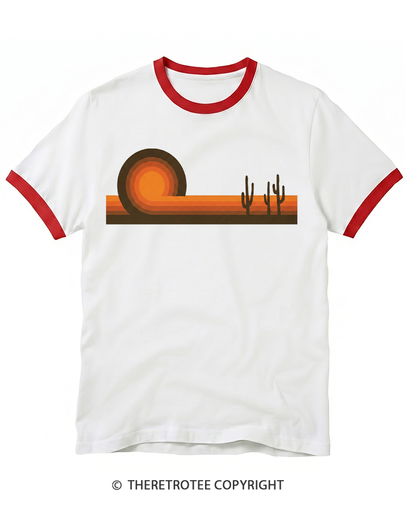 TheRetroTee Desert Horizons 1970s Ringer T-shirt
