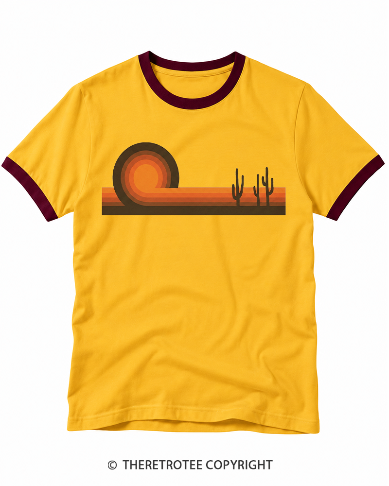 TheRetroTee Desert Horizons 1970s Ringer T-shirt
