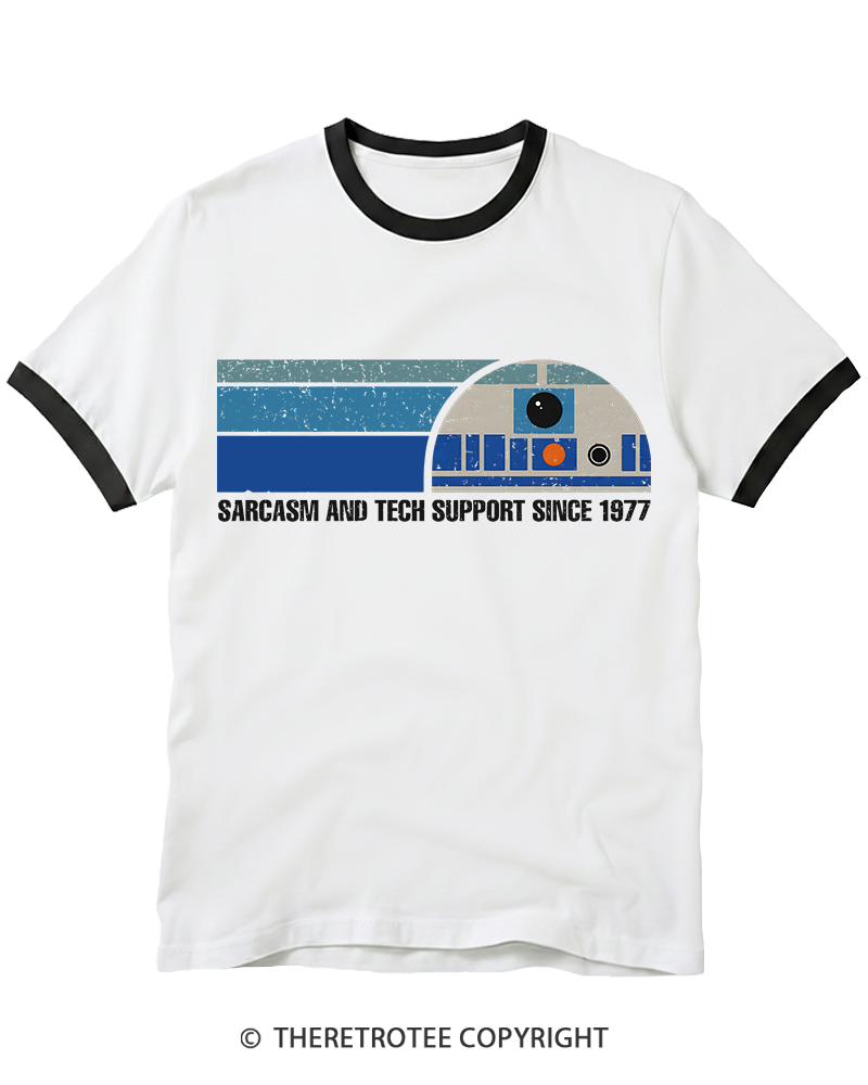 TheRetroTee Sarcasm And Tech Support 1970s Ringer T-shirt
