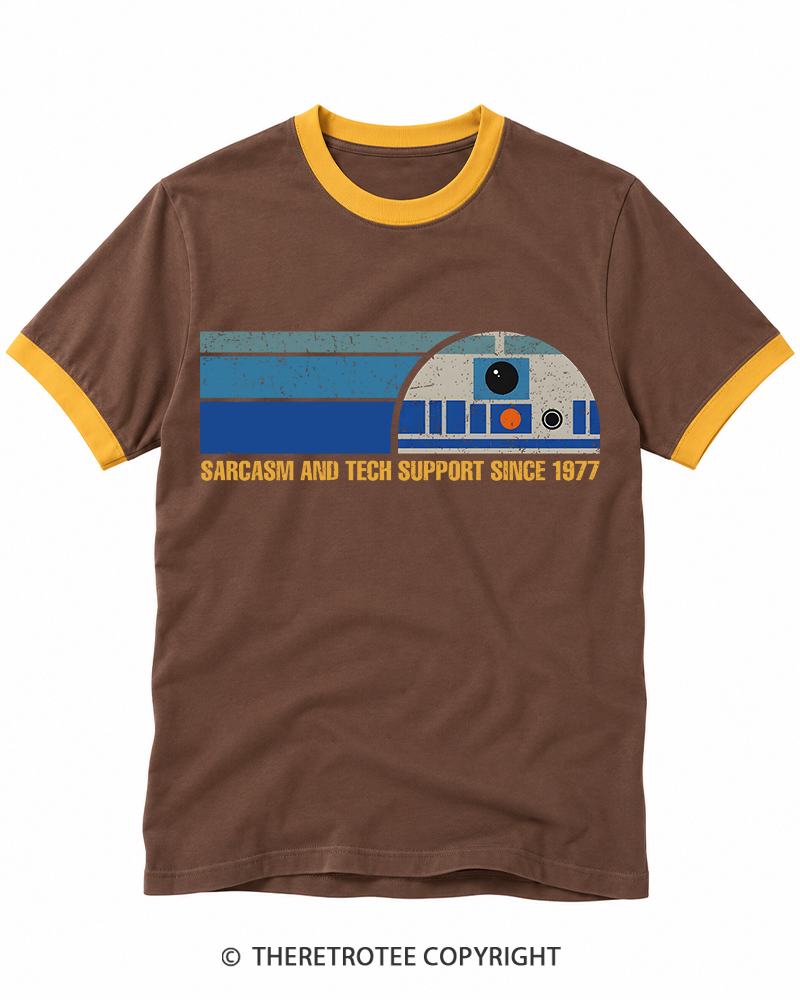 TheRetroTee Sarcasm And Tech Support 1970s Ringer T-shirt