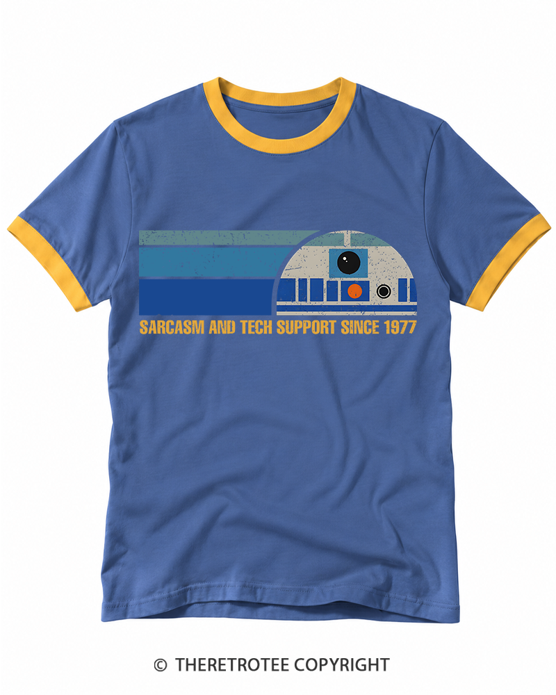 TheRetroTee Sarcasm And Tech Support 1970s Ringer T-shirt