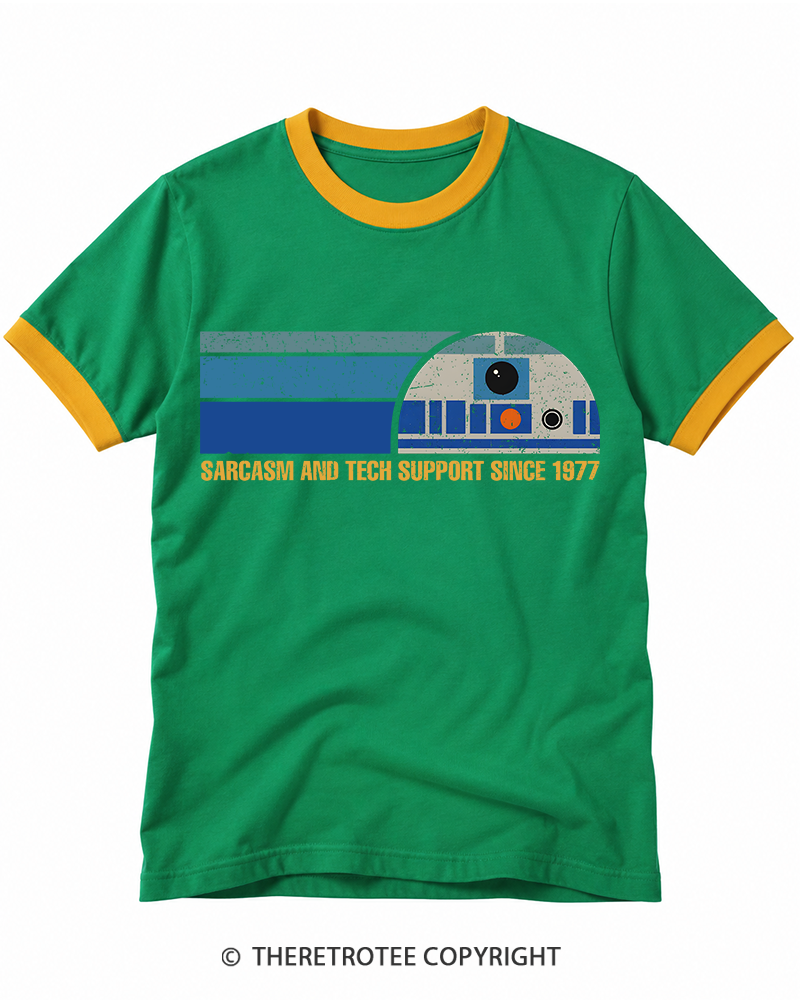 TheRetroTee Sarcasm And Tech Support 1970s Ringer T-shirt
