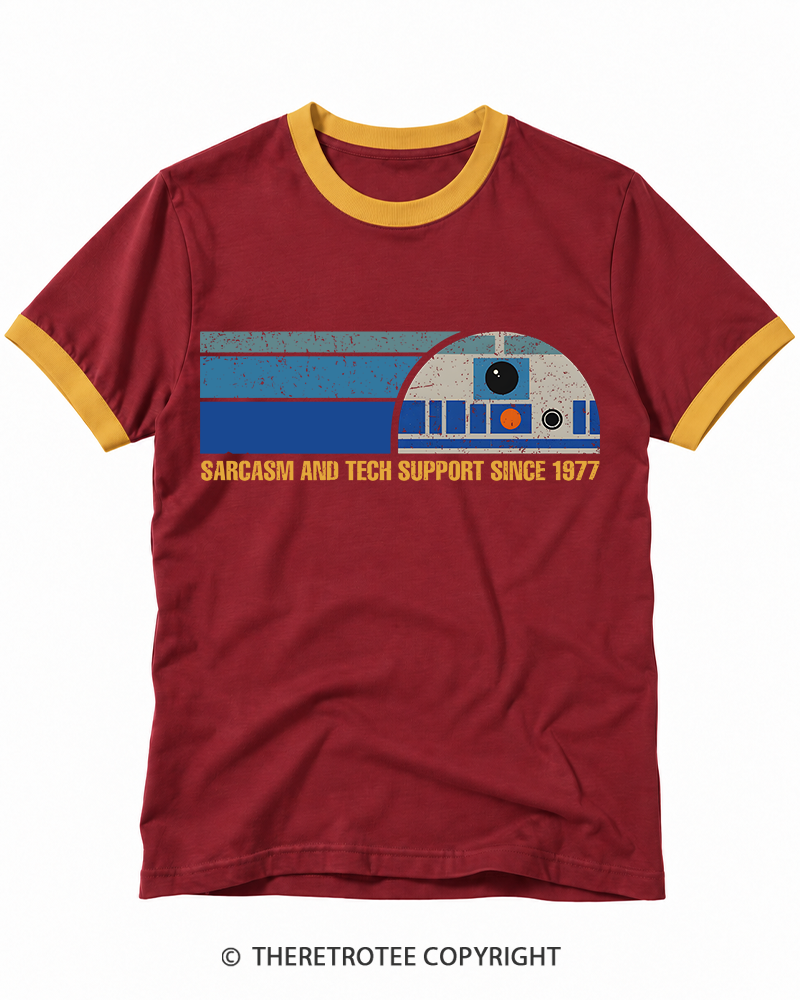 TheRetroTee Sarcasm And Tech Support 1970s Ringer T-shirt
