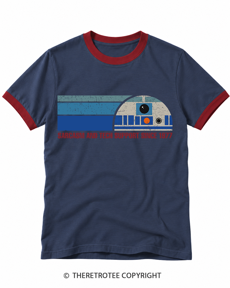 TheRetroTee Sarcasm And Tech Support 1970s Ringer T-shirt