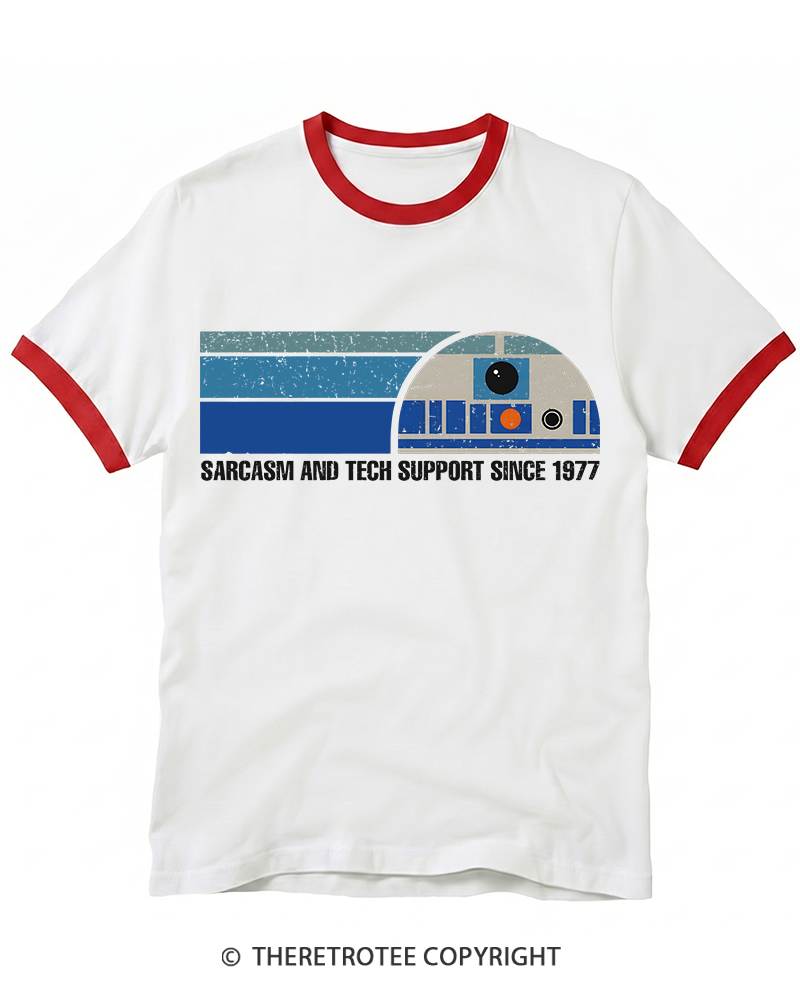 TheRetroTee Sarcasm And Tech Support 1970s Ringer T-shirt