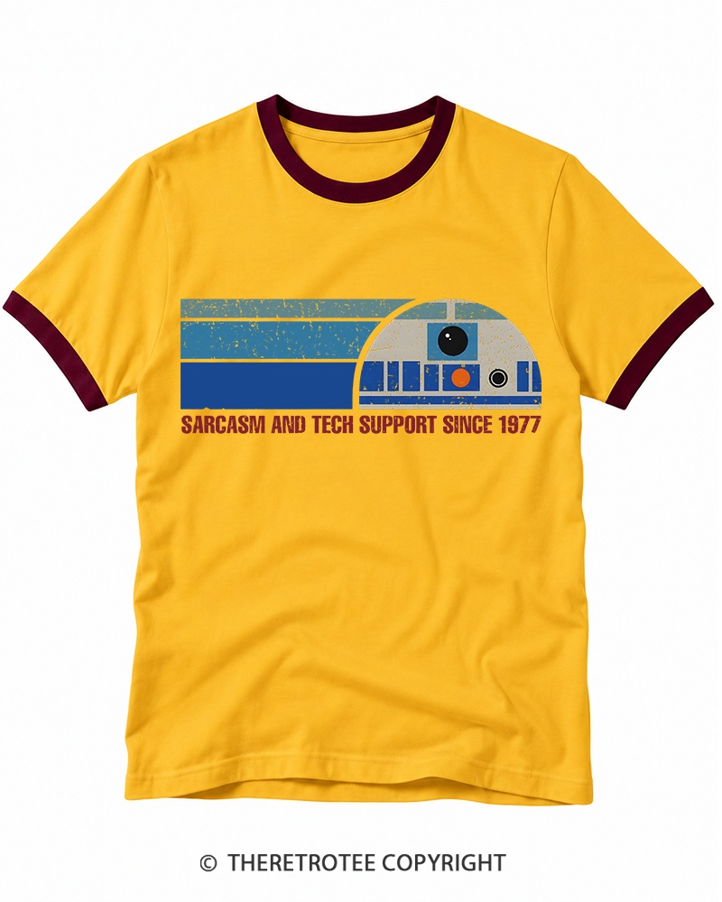 TheRetroTee Sarcasm And Tech Support 1970s Ringer T-shirt