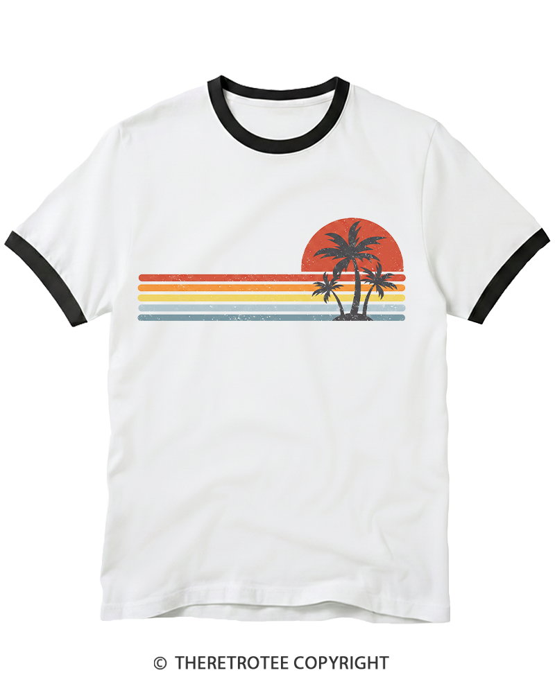 TheRetroTee Tropical Island 1980s Ringer T-shirt