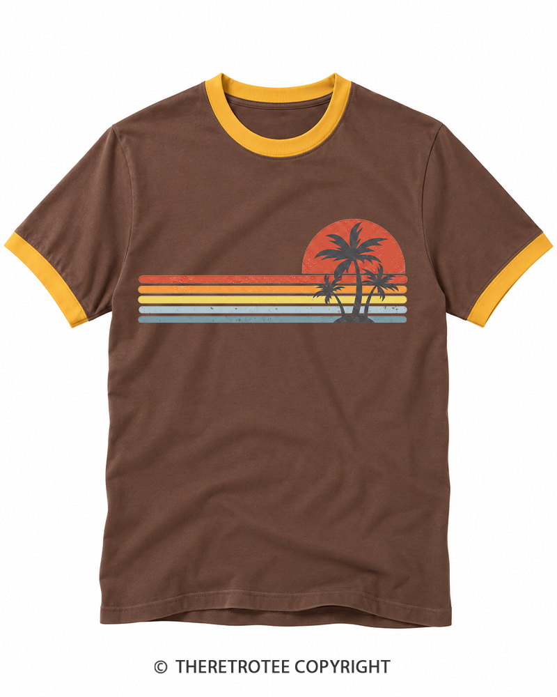 TheRetroTee Tropical Island 1980s Ringer T-shirt