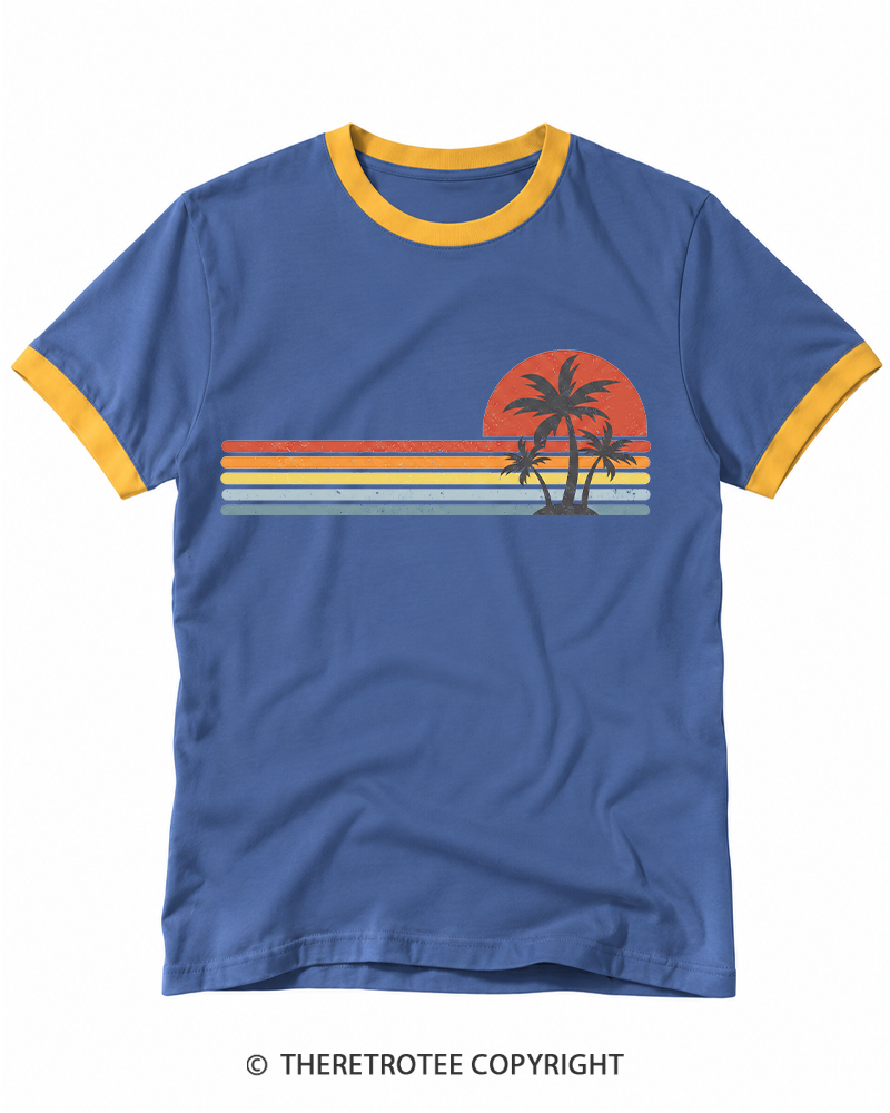 TheRetroTee Tropical Island 1980s Ringer T-shirt