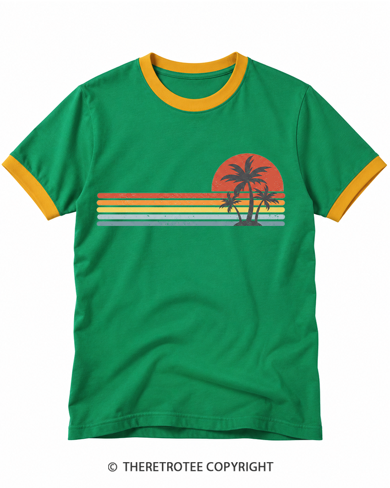 TheRetroTee Tropical Island 1980s Ringer T-shirt