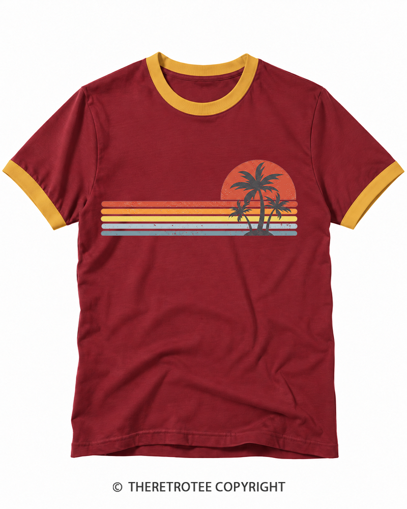 TheRetroTee Tropical Island 1980s Ringer T-shirt