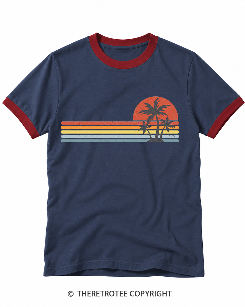 TheRetroTee Tropical Island 1980s Ringer T-shirt