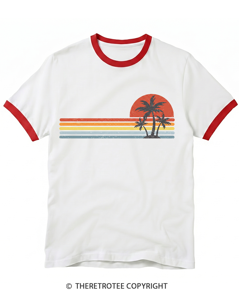 TheRetroTee Tropical Island 1980s Ringer T-shirt
