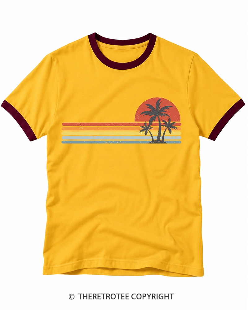 TheRetroTee Tropical Island 1980s Ringer T-shirt