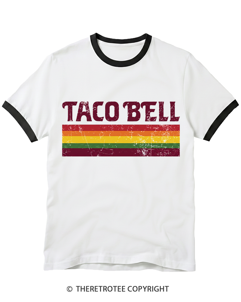 TheRetroTee Vintage Taco Paper Ringer T-shirt