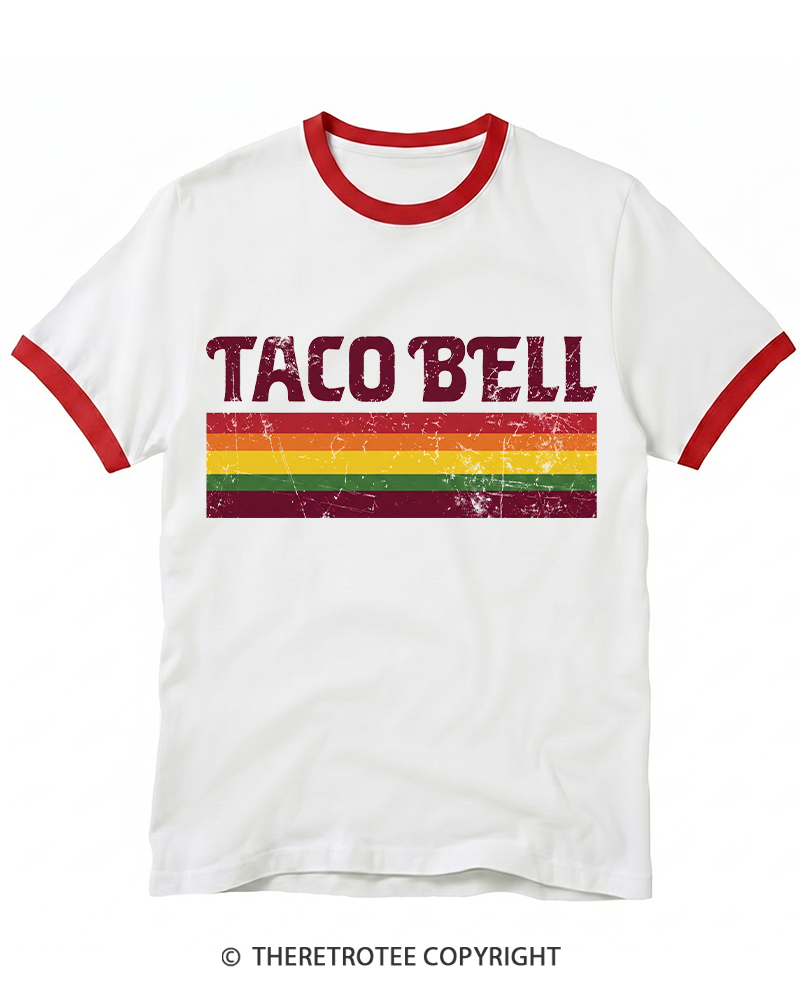 TheRetroTee Vintage Taco Paper Ringer T-shirt