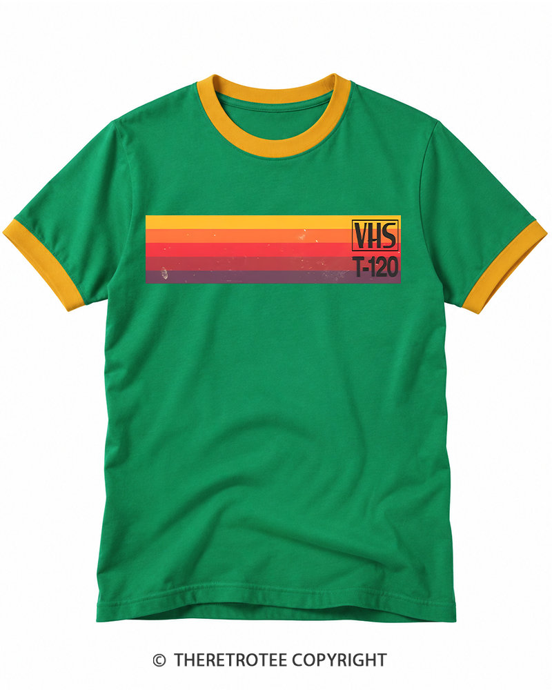 TheRetroTee Vintage VHS Nostalgia Graphic 1980s Ringer T-shirt