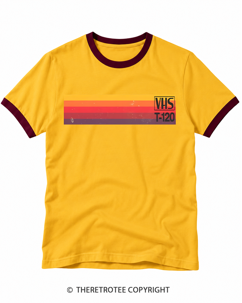 TheRetroTee Vintage VHS Nostalgia Graphic 1980s Ringer T-shirt