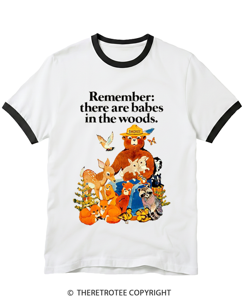 TheRetroTee 1970s Babes In The Woods Ringer T-shirt